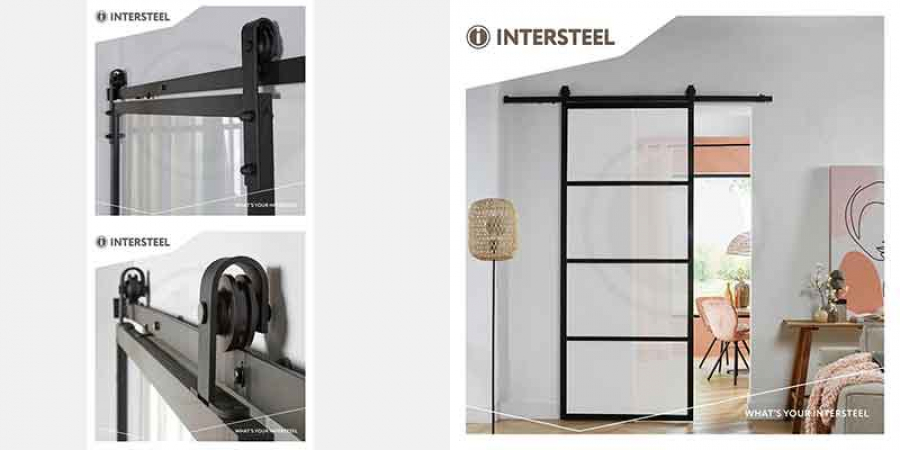 Diy industriele look schuifdeur systemen compleet met aluminium deur